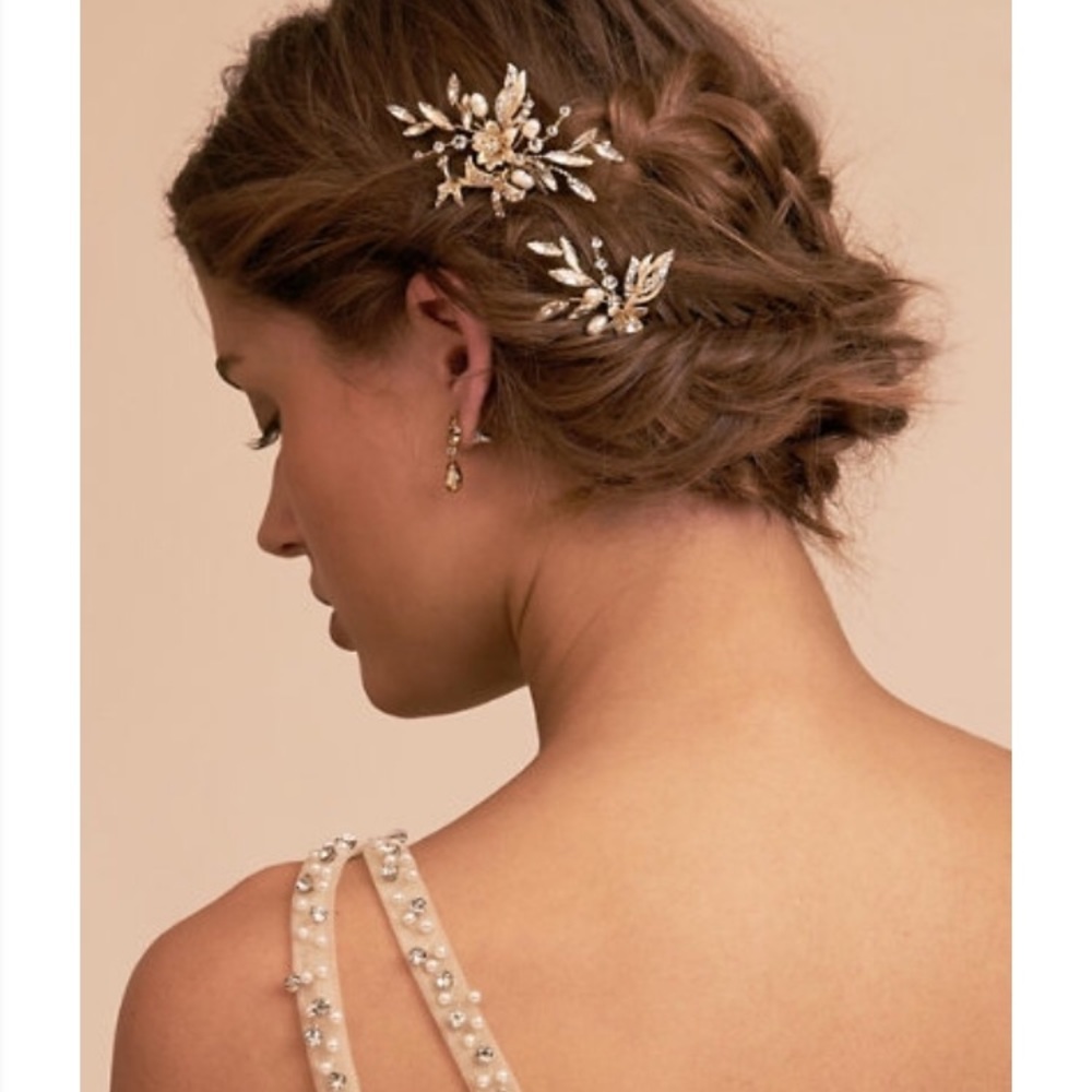 BHLDN Mirabelle Bridal Hair Pins Gold New!
